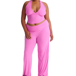 Conjunto de Pijama de Verano para Mujer, Color Rosa, ODM, Suave, Cuello <span class=keywords><strong>en</strong></span> V, Sin Mangas, Cómodo, Casual, de Alta Gama, Transpirable, Cintura Elástica - Product Image 1