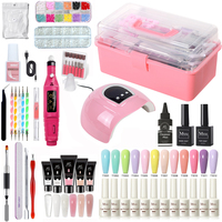 Kit professionnel personnalisé de vernis à ongles en gel avec ensemble de gel UV acrylique, lampe LED pour ongles, perceuse, outils d'extension d'ongles rose nude