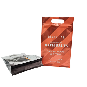 Sacs refermables en plastique laminé Mylar imprimés sur mesure, réutilisables, pour emballage de sels de bain SPA, pochette verticale avec poignée - Product Image 2