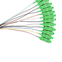 Fiber Optik Pigtail Fiber Pigtail 0.9mm Tight Buffer LSZH FTTH G657A1 12 Warna Bundel Pigtail SC APC Fiber Pigtail