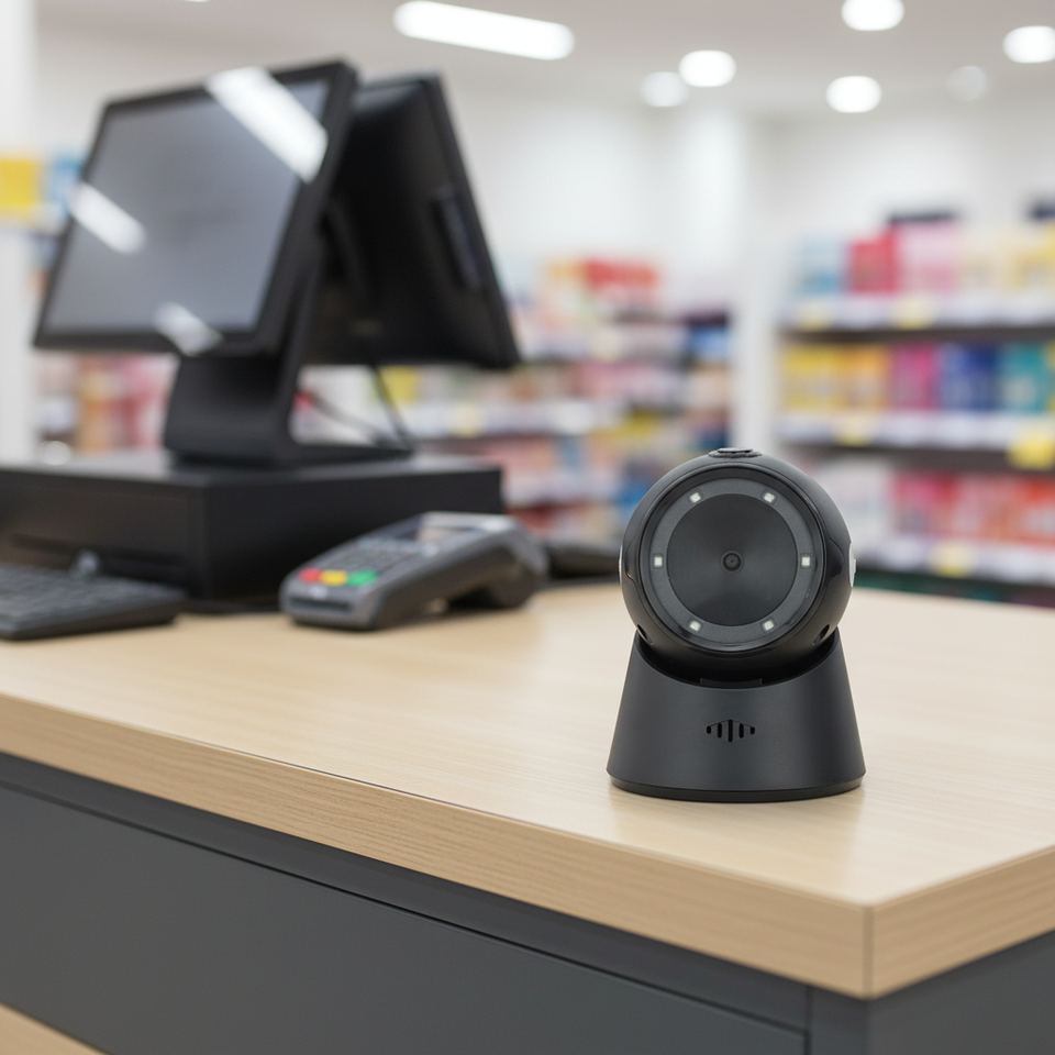 Omni Directional Desk Wired 2D Barcode Scanner Platform QR Code Barcode ...