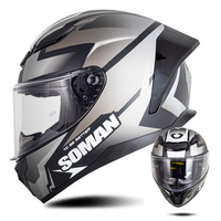 Casque intégral SOMAN homologué DOT, casque de moto à couverture intégrale pour hommes et femmes, lentille transparente, casque de moto, casque de scooter