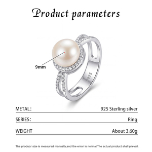 Copper Halo CZ Freshwater Pearl <b>Ring</b> <b>Split</b> Shank Hollow Band Luxury Pearl Jewelry for Women Wedding Engagement Gift - Product Image 6