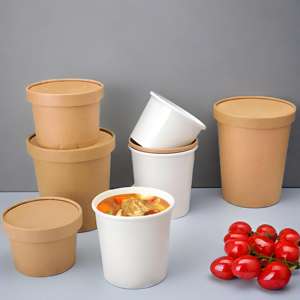 Gobelet à soupe en papier kraft jetable de grande taille de 30oz bol en papier emballage à emporter seau à bouillie tasse à bouillie - Product Image 3