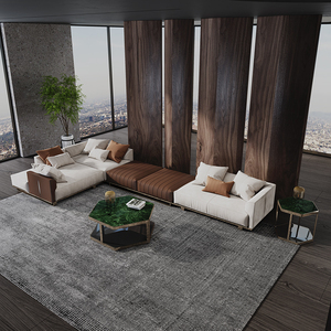 Juego de Muebles Italianos, Sofá Seccional para Sala de Estar, Sofás de Cuero Nappa, Juego en Forma de L de Lujo Italiano, Fabricante Original RC-SF-03-CLI - Product Image 4