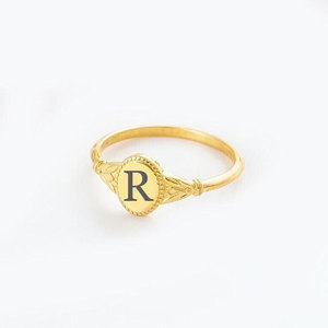 <span class=keywords><strong>Anello</strong></span> con Sigillo Personalizzato con Iniziale Placcato in <span class=keywords><strong>Oro</strong></span> <span class=keywords><strong>Rosa</strong></span> Ottone Lettera Maiuscola Ellissoidale <span class=keywords><strong>Anello</strong></span> alla Moda - Product Image 6