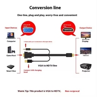 Câble de conversion audio VGA mâle/femelle en gros ZEANDA Z-65337 avec boîtier en PVC, adaptateur d'alimentation et connecteurs inclus