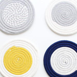 Sous-verre en corde de coton pour le thé de l'après-midi, set de table tissé résistant à la chaleur, dessous de plat élégant pour la maison, vente en gros, coffret cadeau - Product Image 6
