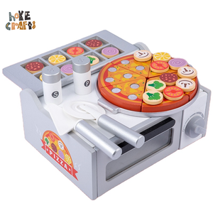 Forno di simulazione con pizza <span class=keywords><strong>giocattolo</strong></span> per bambini tostapane <span class=keywords><strong>giocattolo</strong></span> in legno forno per pizza - Product Image 2