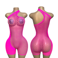 Tenue de danse exotique pour strip-teaseuse, super élastique et respirante, effet strass, une pièce, design de créateur