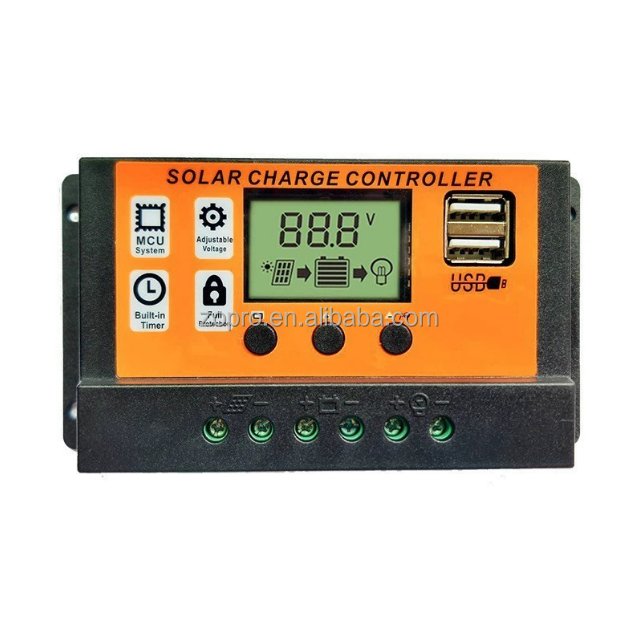 Solar Controller 12V/24V Solar Power Charging Smart Timer Controller with Dual USB Ports