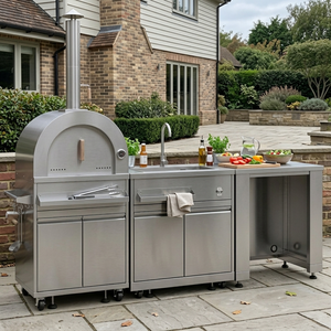 Robusto Mobile da Cucina Modulare per Esterni in Acciaio Inox Anticorrosione di Alta Qualità con Griglia BBQ e Spazio di Stoccaggio per Patio - Product Image 1