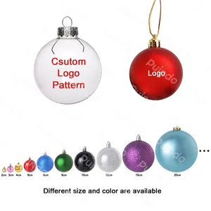 स्वनिर्धारित लोगो वैयक्तिकृत क्रिसमस बॉल शैटरप्रूफ प्लास्टिक क्रिसमस ट्री आभूषण पैटर्न प्रिंटिंग के साथ बाउबल