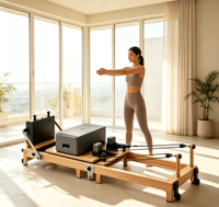 Offre Spéciale : Reformer Pilates en Bois Pliable et Écologique pour Entraînement à Domicile et en Studio de Yoga