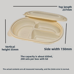 Boîte à lunch jetable en amidon de maïs | Récipient à emporter de repas commercial | Boîte à lunch dégradable résistante aux hautes températures - Product Image 2