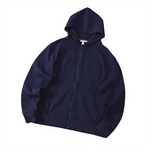 Cardigan à capuche zippé en molleton de coton vintage délavé, coupe ample et respirante, pour le sport, la course et les loisirs, effet 3D - Product Image 1