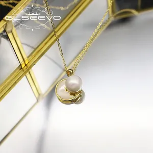 Gioielli collana con ciondolo di perle d'acqua dolce naturale collana minimalista in argento Sterling 925 stile luna