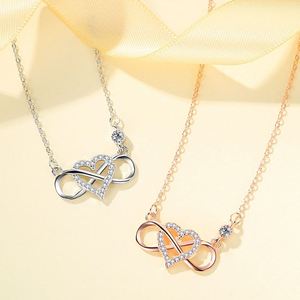 Collar de Plata de Ley S925 con Corazón Infinito y Circonita Cúbica 5A, Joyería Fina para Mujer, Ideal para Bodas, Fabricante SPJ - Product Image 2