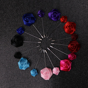Broches de tela de seda coreanos coloridos para hombre, broche de solapa de flor para trajes de hombre, broche de rosa - Product Image 1