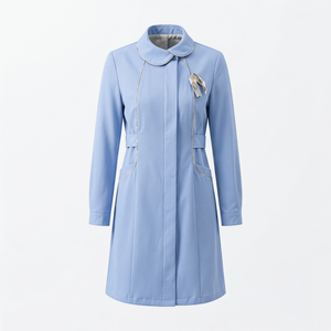 Abito Uniforme da Infermiera per Donna, Blu Chiaro, Autunno/Inverno, Maniche Lunghe, Tessuto Dobby in Poliestere, Colletto a Petalo, Disponibile - Product Image 5