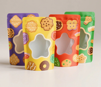 Sachets souples personnalisés en aluminium avec fenêtre et fermeture éclair pour snacks, impression numérique, conception gratuite, emballage refermable pour biscuits, vente en gros