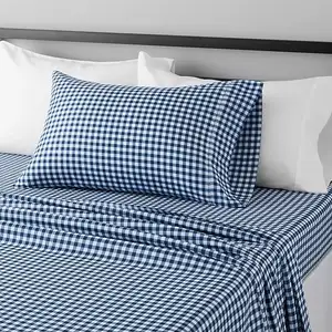 4-Piece Queen Size Bedding Set 100% Polyester Woven Home Use 200TC Thread Count Flat Bed Sheets