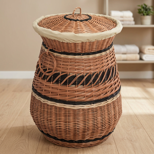 BEST-SELLER Nouveauté Panier à linge aspect naturel, écologique, pour le nettoyage, décoration intérieure, en bambou, pour vêtements et jouets - Product Image 1