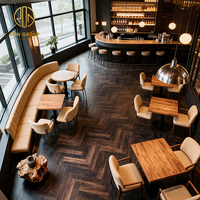 Prix d'usine Ron Group : Ensemble mobilier pour hôtels et restaurants, comprenant table carrée en bois, chaise rembourrée, banquette en tissu et tabourets de bar