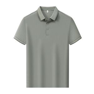 เสื้อโปโลสีพื้น ผ้าไนลอน แขนสั้น ใส่ได้ทุกวัน สีเทา - Product Image 2