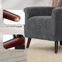 Fauteuil d'appoint moderne en tissu avec coussin confortable et rembourré pour petits espaces, chambre/salon, pieds en bois massif