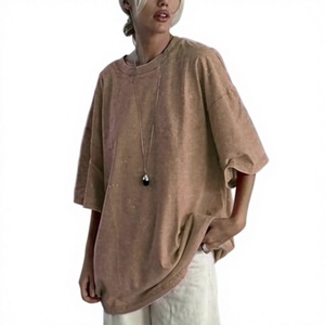 T-shirts surdimensionnés pour femmes, personnalisés OEM, de haute qualité, tendance, effet délavé, col rond, doux, respirants, respectueux de la peau, pour l'été - Product Image 3
