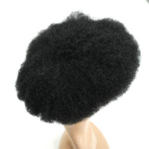 Système de remplacement capillaire pour hommes, toupet afro bouclé, base en soie, fermeture en dentelle complète, 100% cheveux humains indiens - Product Image 4