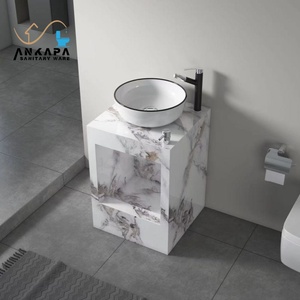 Nuevo diseño de losa de roca, lavabo de mano y <span class=keywords><strong>pie</strong></span>, diseño de lavabo de columna tridimensional <span class=keywords><strong>con</strong></span> grifo de lavado de pies, Wudubasin - Product Image 1