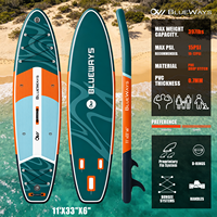 Planche de paddle gonflable Teal Coral 335x84x15cm, largeur 33 pouces, kit DWF Drop Stitch à rayures orange, usine OEM CE BSCI