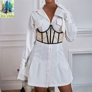 Blusa de manga larga con encaje en la espalda para mujer, blusa Sexy con cintura de avispas, cuello, 2020 - Product Image 1
