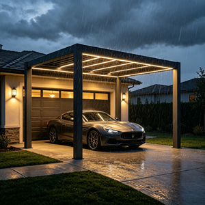Gazebo de aluminio con persianas eléctricas ajustables para exteriores, con vista nocturna para barbacoas, luz RGB cálida integrada, totalmente resistente al viento y la lluvia. - Product Image 2