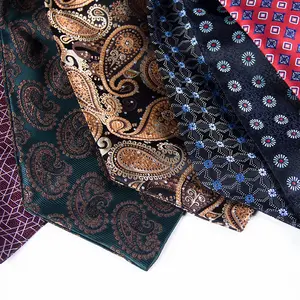 Neue Mode Paisley Blumen druck Ascot Krawatten für Männer Cashew Krawatte Gold Blau Herren Seide Formale Krawatte Hochzeit Anzug Zubehör