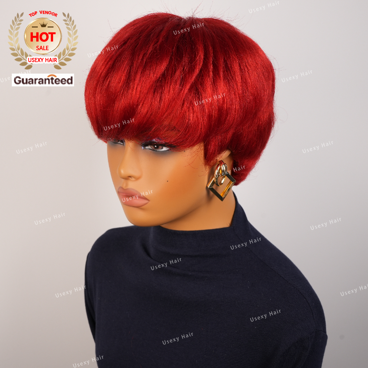 wig short finger wave human hair for women brown short ocean wave pixie cut natural color