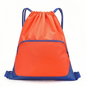 Luxury Custom Adult Travel Gym Swim <strong>String</strong> <strong>Bags</strong> Water Resistant with Printed Logo Zipper Pocket Black Drawstring <strong>Bag</strong> With Straps - Product Image 2