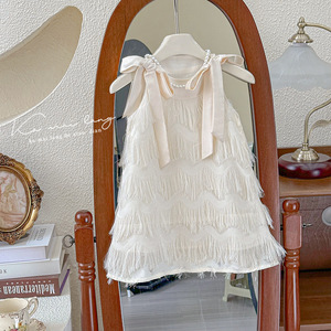 Abiti Estivi per Bambine 2026, Nuovo Stile, Vestito con Bretelle e Nappine, Gonna Principessa con Fiocco per Neonata - Product Image 4