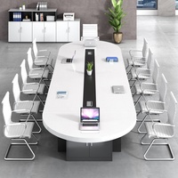 HYZ-289X Table de conférence ovale laquée, design minimaliste moderne, table longue avec chaises assorties pour 20 personnes, configuration libre