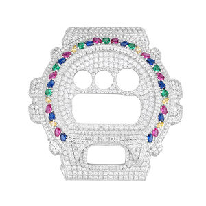 Lunette de montre Hip Hop VVS Mossinite pour montre <span class=keywords><strong>G</strong></span> <span class=keywords><strong>Shock</strong></span> GW6900, montre en argent 925, lunette en moissanite, couleur CZ bleu rouge, lunette de montre - Product Image 4