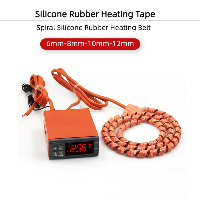Spiral Silicone Rubber Heating Belt in 6/8/10/12mm Width for Gas Cylinder & Valve Anti-freeze Heating, Custom Available