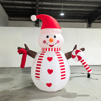 Bonhomme de neige gonflable de Noël écologique et imperméable de 1,80 m avec chapeau de Père Noël et canne en sucre décorée de lumières LED pour la cour