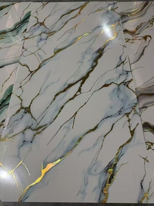 แผ่นผนังพีวีซี3D คลาสสิกทันสมัยหินอ่อนทางเลือกสูงมันวาวกันน้ำแผ่นหินอ่อน UV มีลวดลายเรขาคณิตและดอกไม้ - Product Image 3