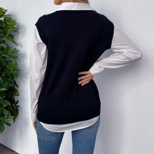 Gilet a Maglia da Donna Moda Autunno e Inverno con Scollo a V e Motivo a Quadri, Indossabile Come Capo Esterno o Interno - Product Image 3