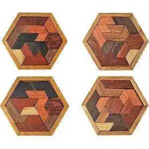 Sechseckiges geometrisches Puzzle aus Holz Brain Teaser Sechseckiges Puzzle Kinder früh kindliche Bildung Baustein Puzzle