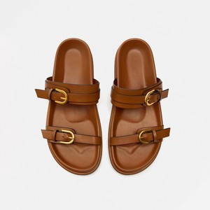 Büyük boy 36-43 siyah kahverengi düz taban sandalet flip flop açık slaytlar kadınlar için - Product Image 5