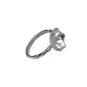S925 Silver Living Mouth <b>Ring</b> Women's Simple Design Hollowed Large Pearl <b>Plate</b> DIY Pearl Jewelry Accessories - Product Image 5