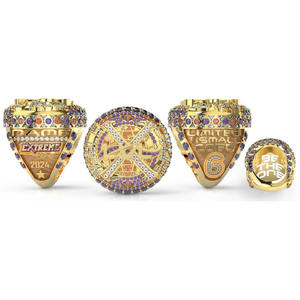 Bague de championnat de football personnalisée de haute qualité en laiton plaqué or rose Prix sportif en alliage - Product Image 3